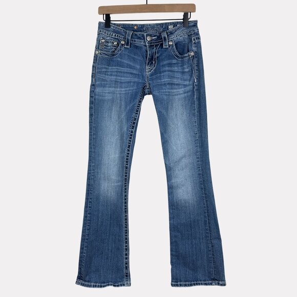 Miss Me Signature Boot Jeans Womens 27 Blue Five Pocket Zip Fly Button Closure - Picture 1 of 10